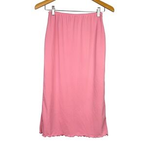 Shape FX Slip Skirt S Hot Pink Double Lined Lettuce‎ Edge Stretch Pull On Midi